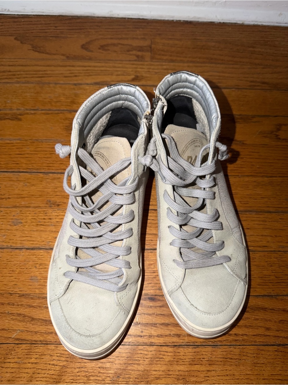 P448 Light Gray and Silver High Top Sneakers - Size 9